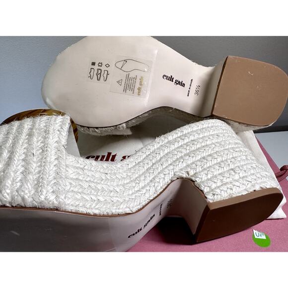 $458 Cult Gaia Sandals Slide Cleia Platform Off White Sz 36.5 Chunky heel Buckle - Picture 9 of 10